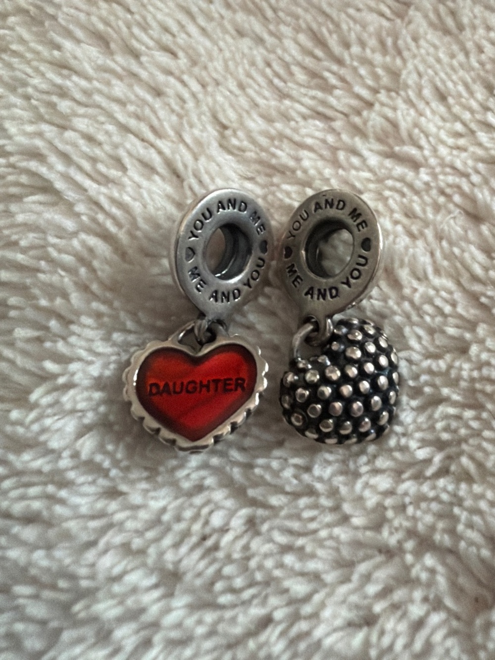 Pandora Mother/Daughter red heart charms - splits into 2 charms